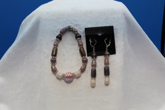 Earrings w/ Matching Bracelet - Purple