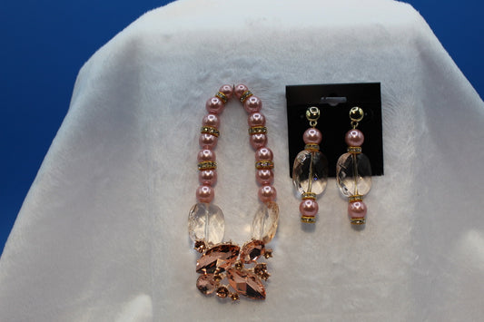 Earrings w/ Matching Bracelet - Pink