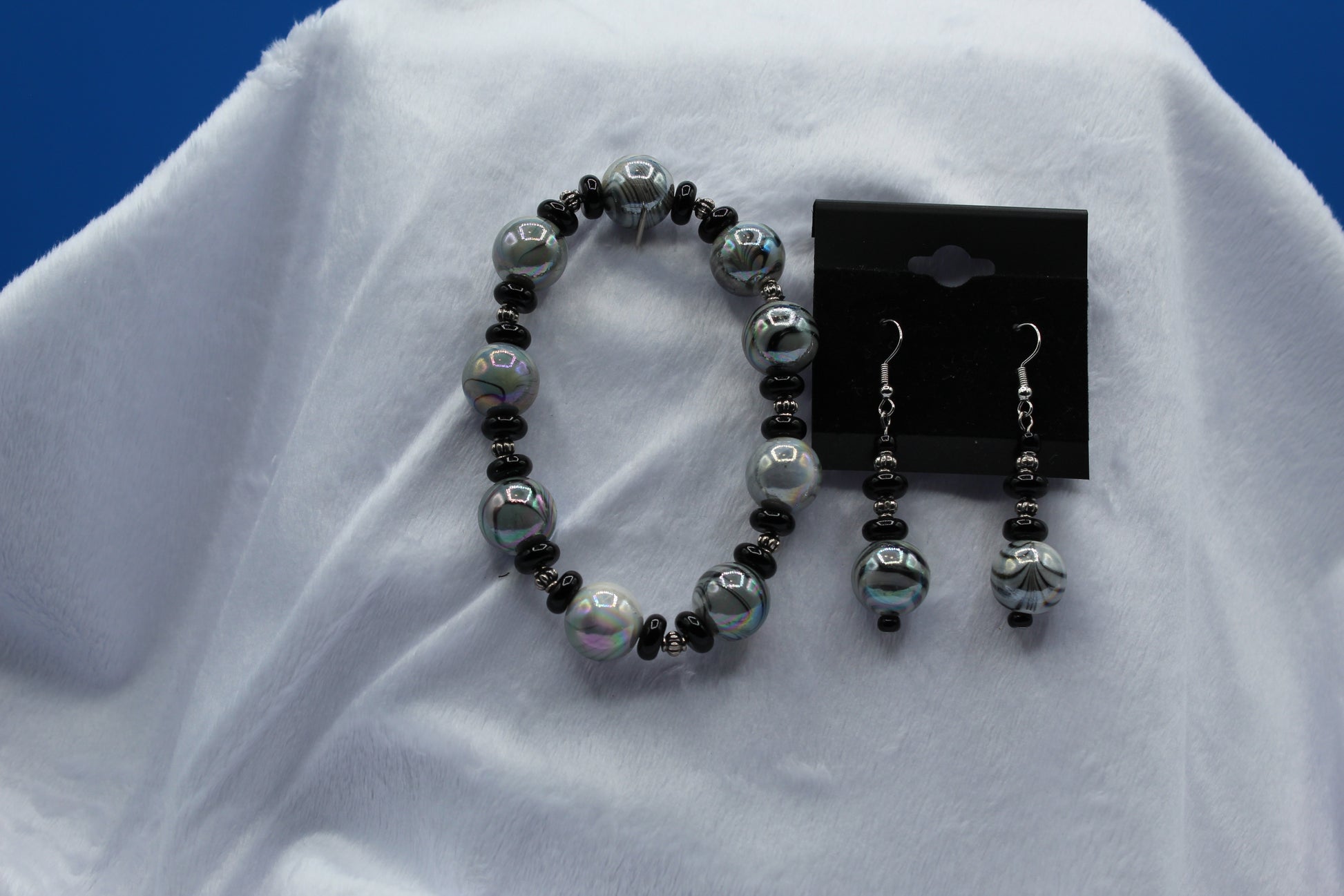 Earrings w/ Matching Bracelet - Gray - Touched By Christ