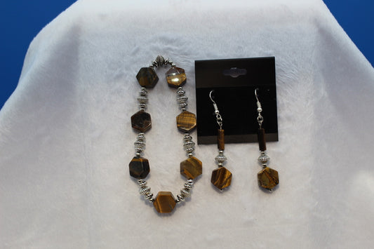 Earrings w/ Matching Bracelet - Brown