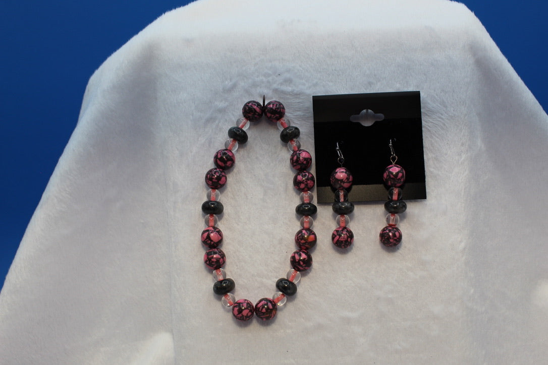 Earrings w/ Matching Bracelet - Pink - Touched By Christ