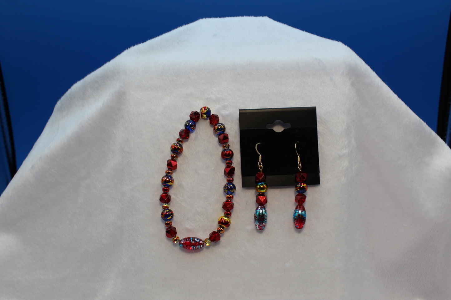 Earrings w/ Matching Bracelet - Red