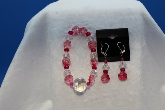 Earrings w/ Matching Bracelet - Pink