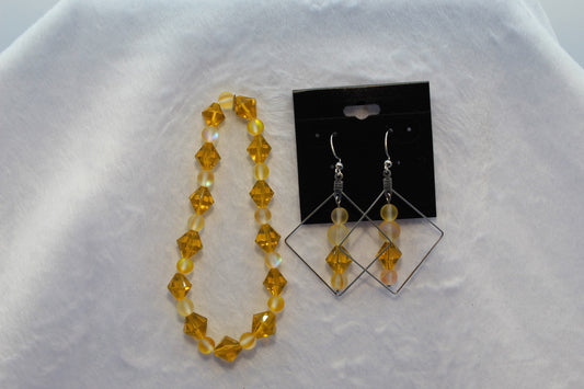 Earrings w/ Matching Bracelet - Yellow