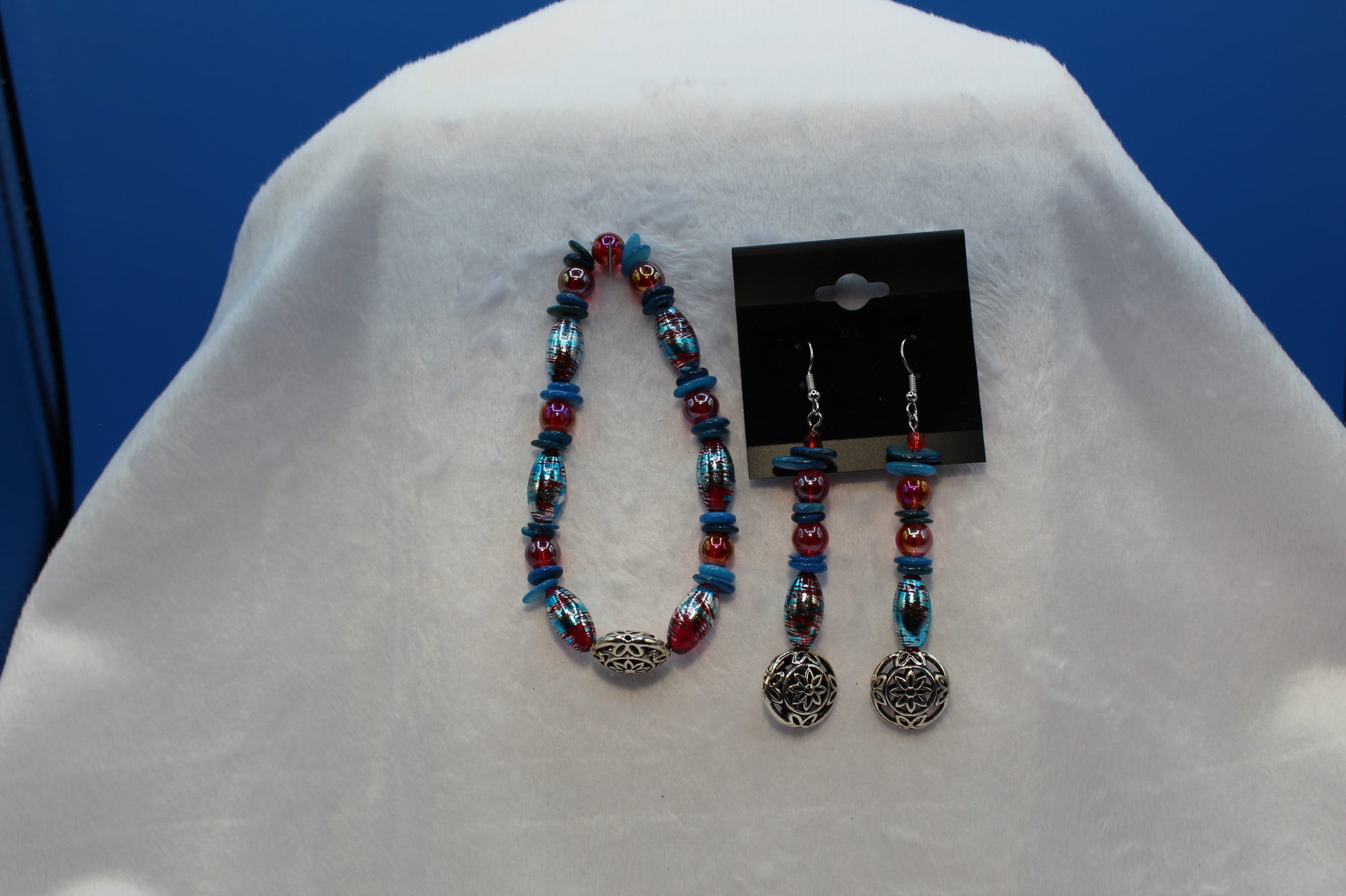 Earrings w/ Matching Bracelet - Blue - Touched By Christ
