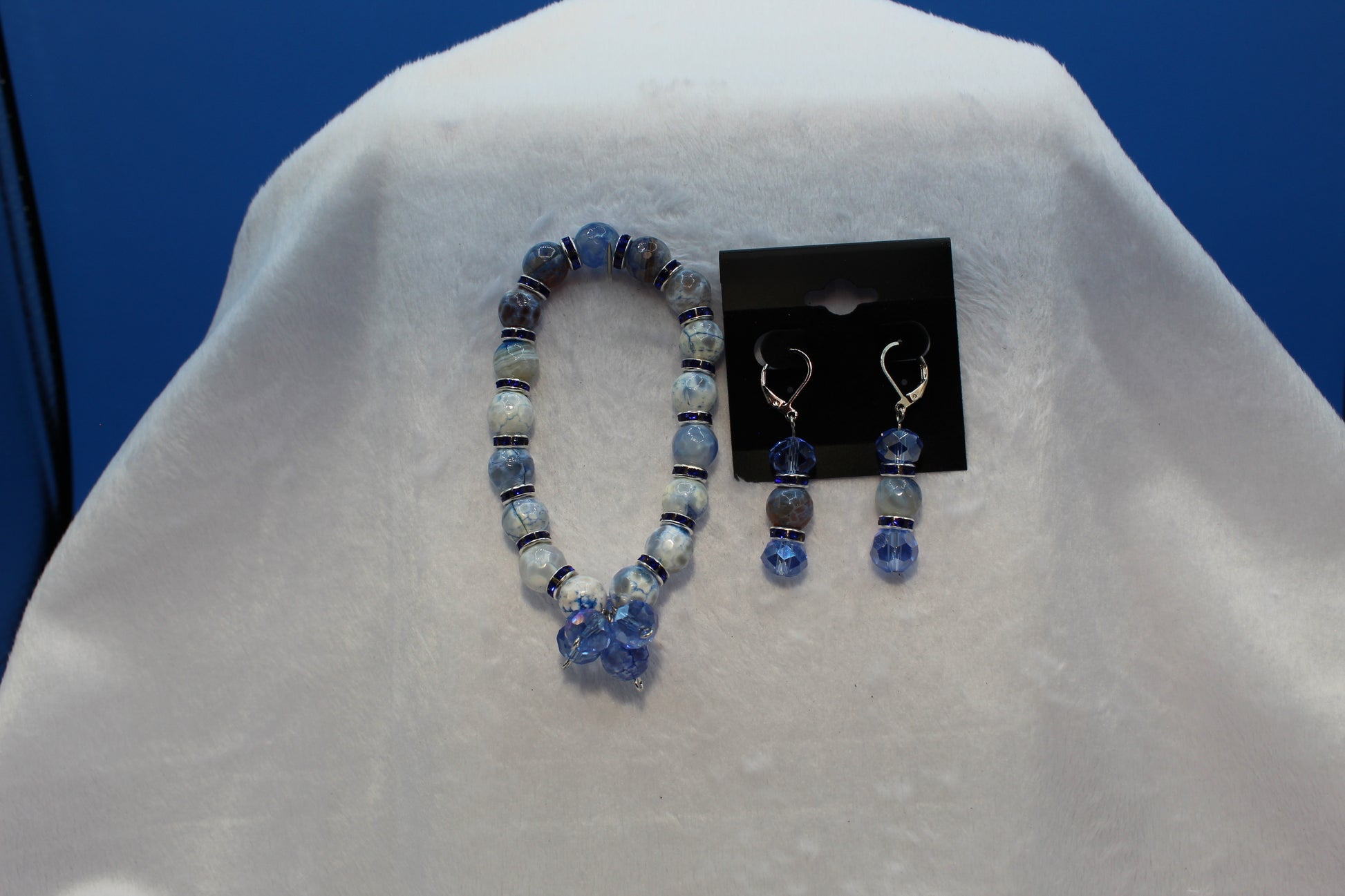 Earrings w/ Matching Bracelet - Blue - Touched By Christ