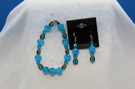 Earrings w/ Matching Bracelet - Aqua