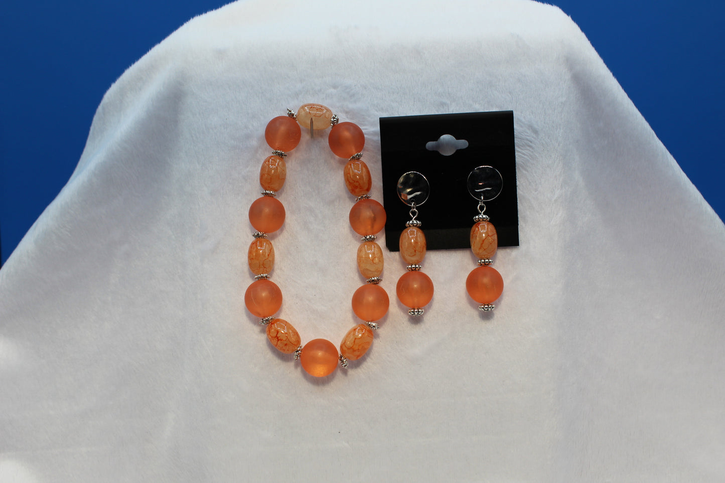 Earrings w/ Matching Bracelet - Orange