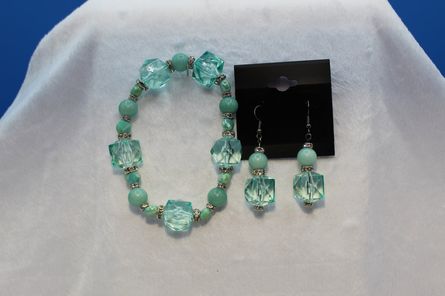 Earrings w/ Matching Bracelet - Aqua