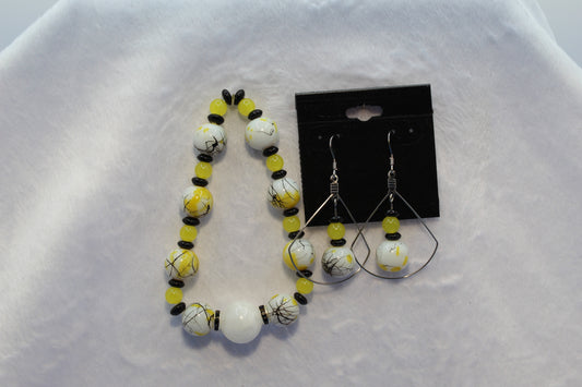 Earrings w/ Matching Bracelet - Yellow (D9)