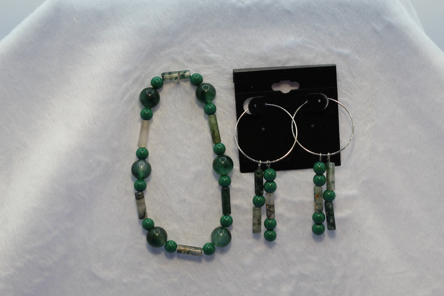 Earrings w/ Matching Bracelet - Green (D2)