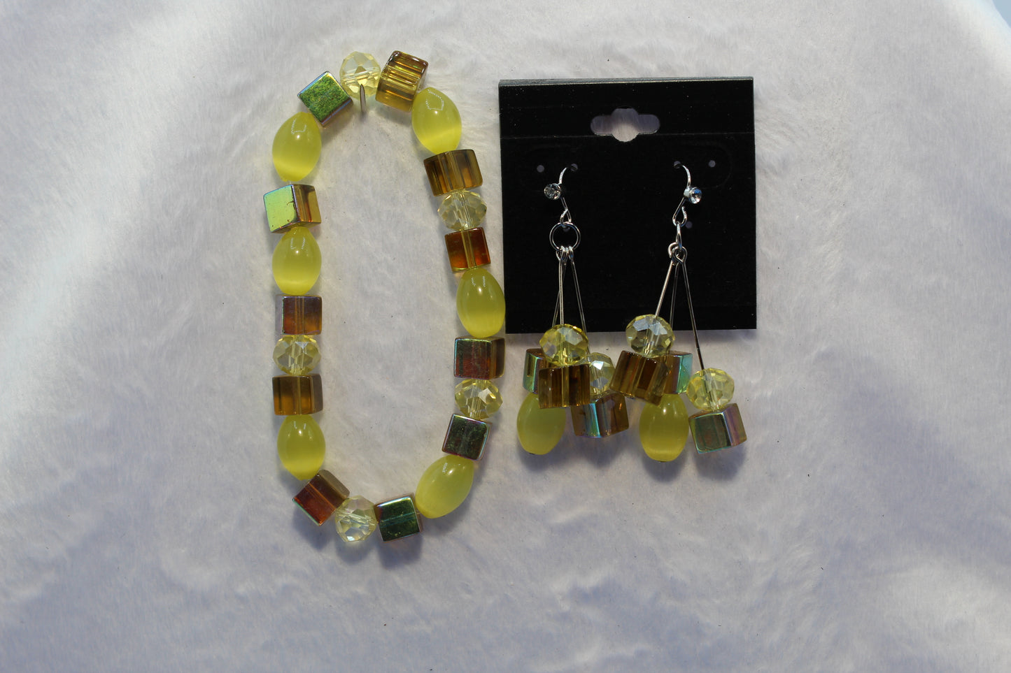 Earrings w/ Matching Bracelet - Yellow (D3)