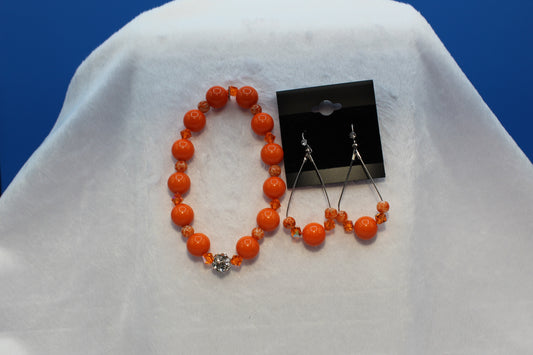 Earrings w/ Matching Bracelet - Orange