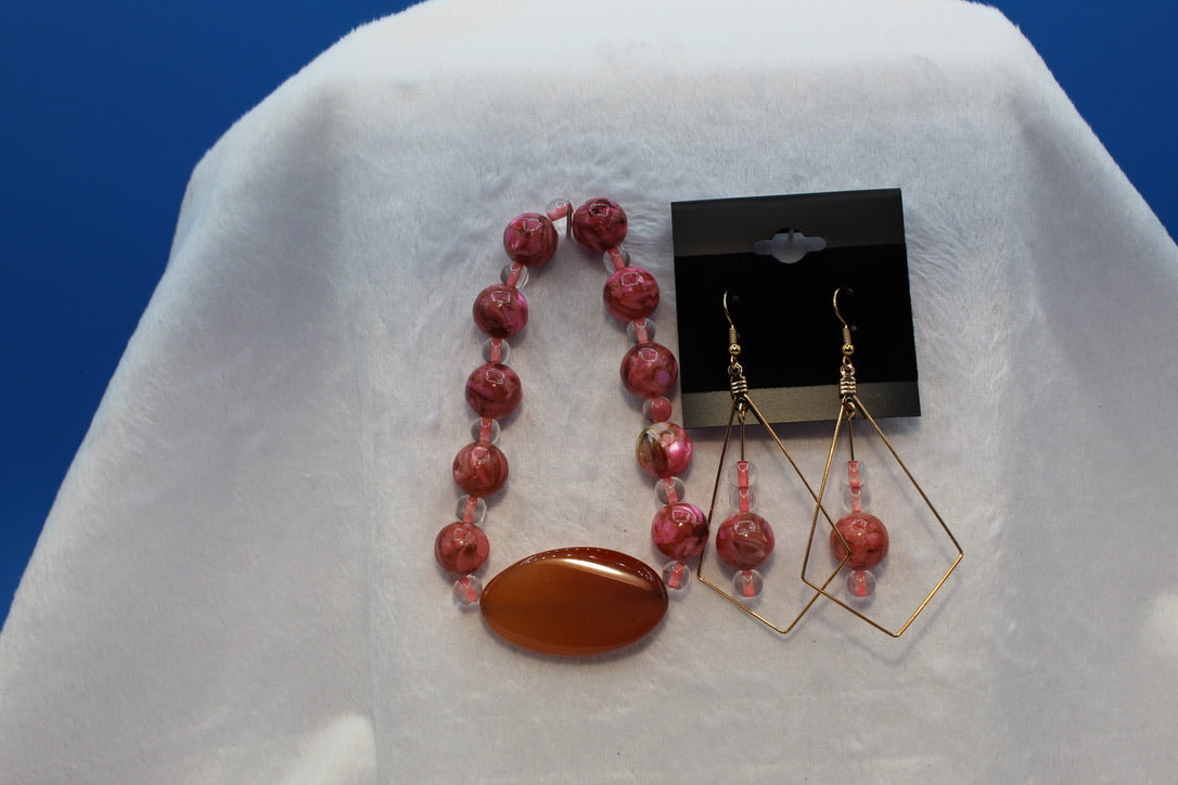 Earrings w/ Matching Bracelet - Pink - Touched By Christ