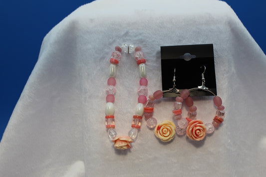 Earrings w/ Matching Bracelet - Pink