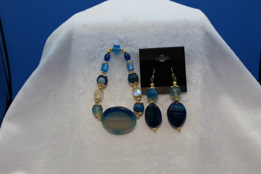 Earrings w/ Matching Bracelet - Blue - Touched By Christ