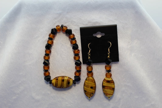 Earrings w/ Matching Bracelet - Yellow