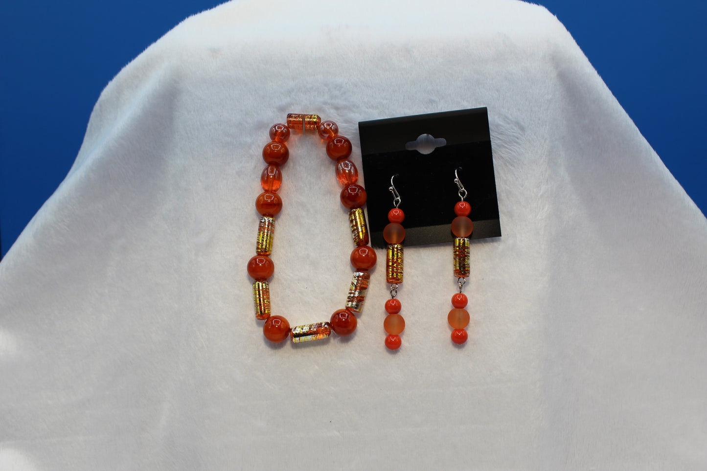 Earrings w/ Matching Bracelet - Orange