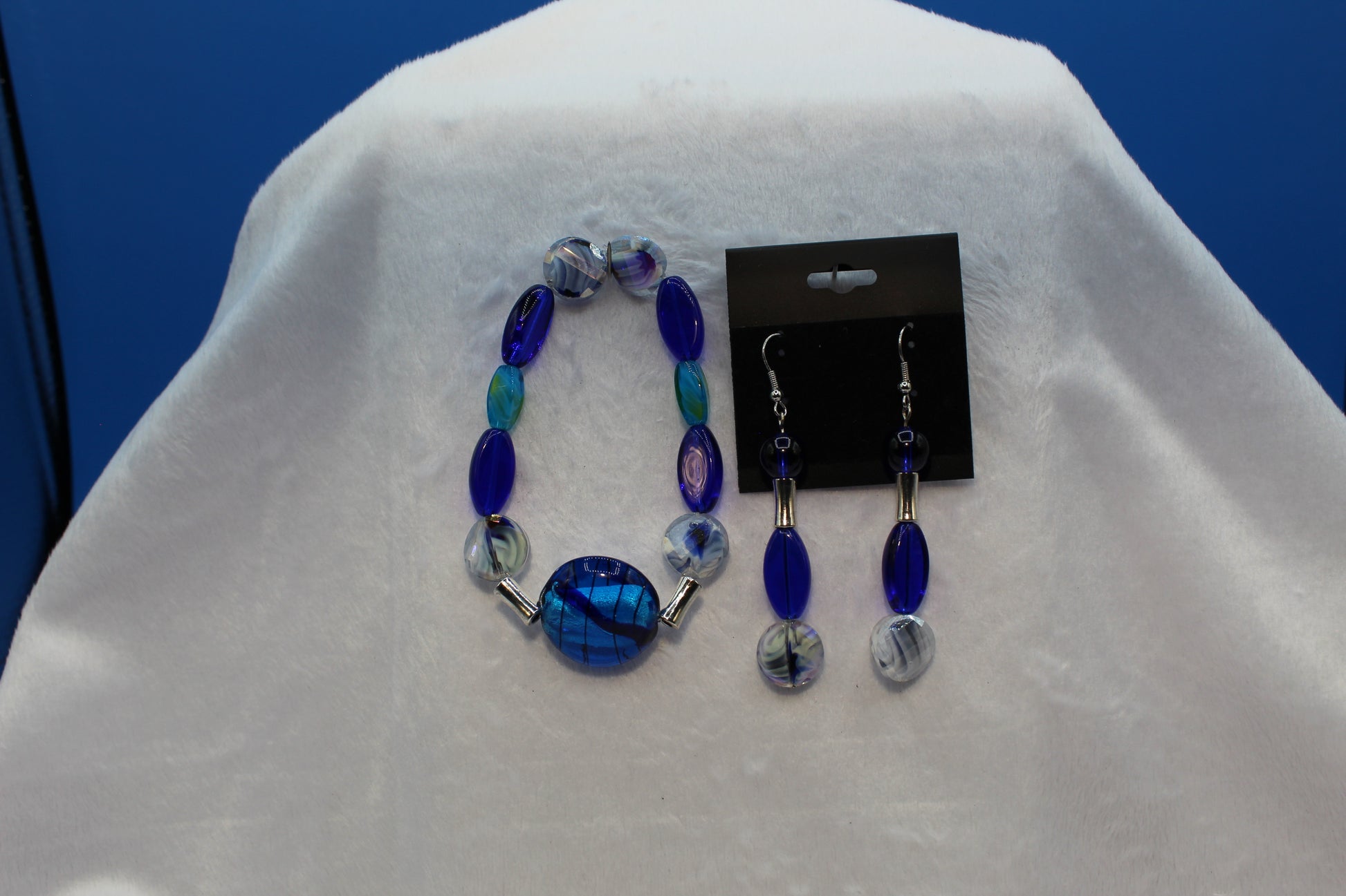 Earrings w/ Matching Bracelet - Blue - Touched By Christ