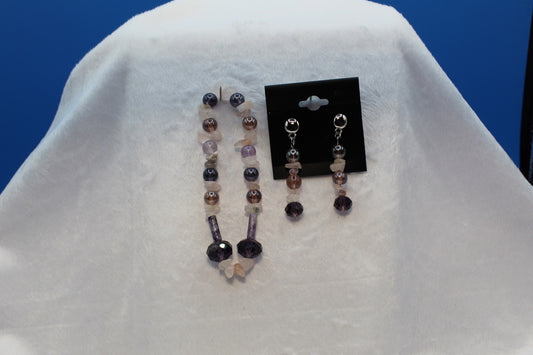 Earrings w/ Matching Bracelet - Purple