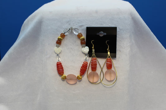 Earrings w/ Matching Bracelet - Orange