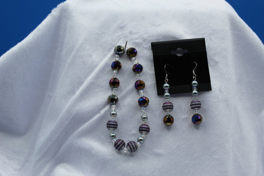 Earrings w/ Matching Bracelet - Purple