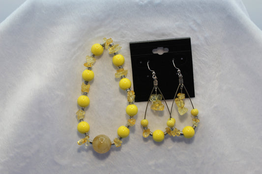 Earrings w/ Matching Bracelet - Yellow (D6)