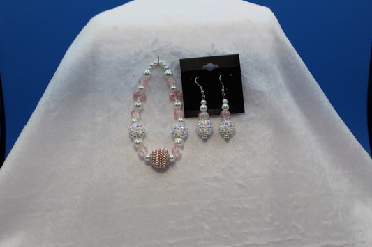 Earrings w/ Matching Bracelet - Pink