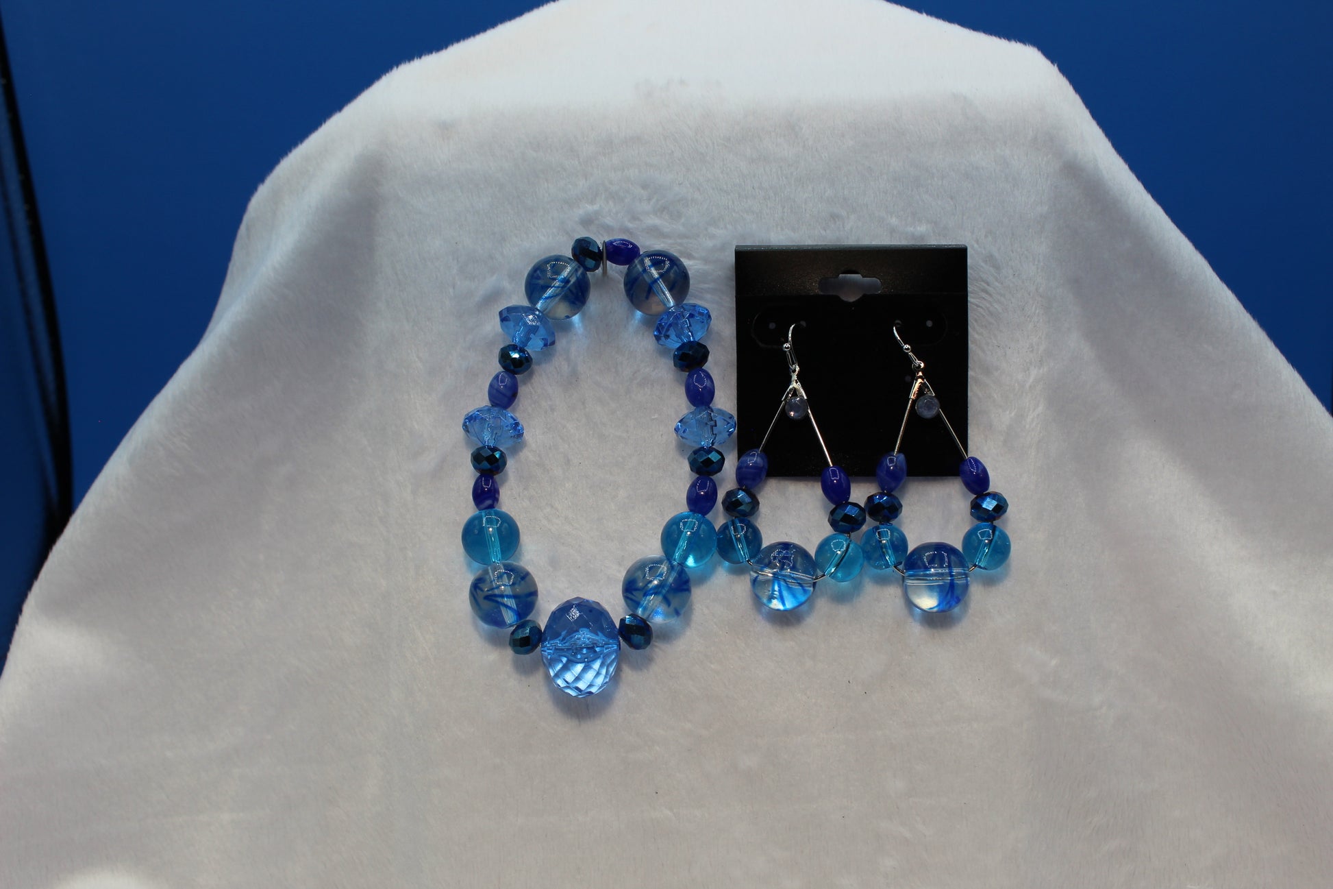 Earrings w/ Matching Bracelet - Blue - Touched By Christ