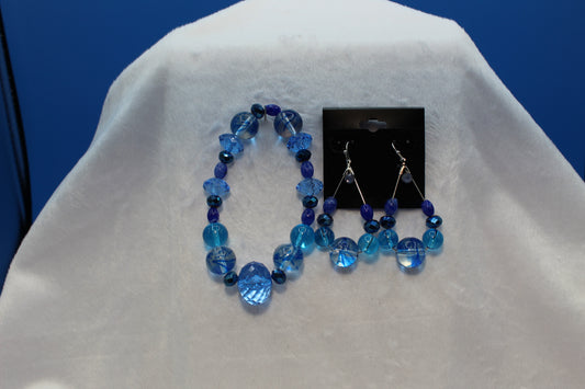 Earrings w/ Matching Bracelet - Blue - Touched By Christ