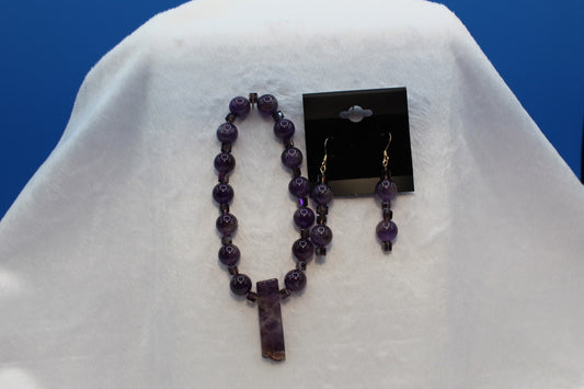 Earrings w/ Matching Bracelet - Purple