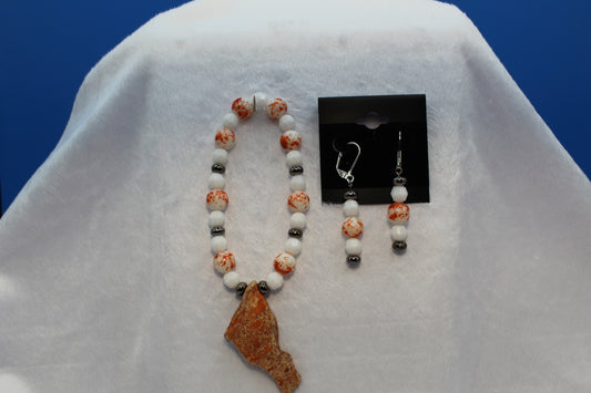 Earrings w/ Matching Bracelet - Orange