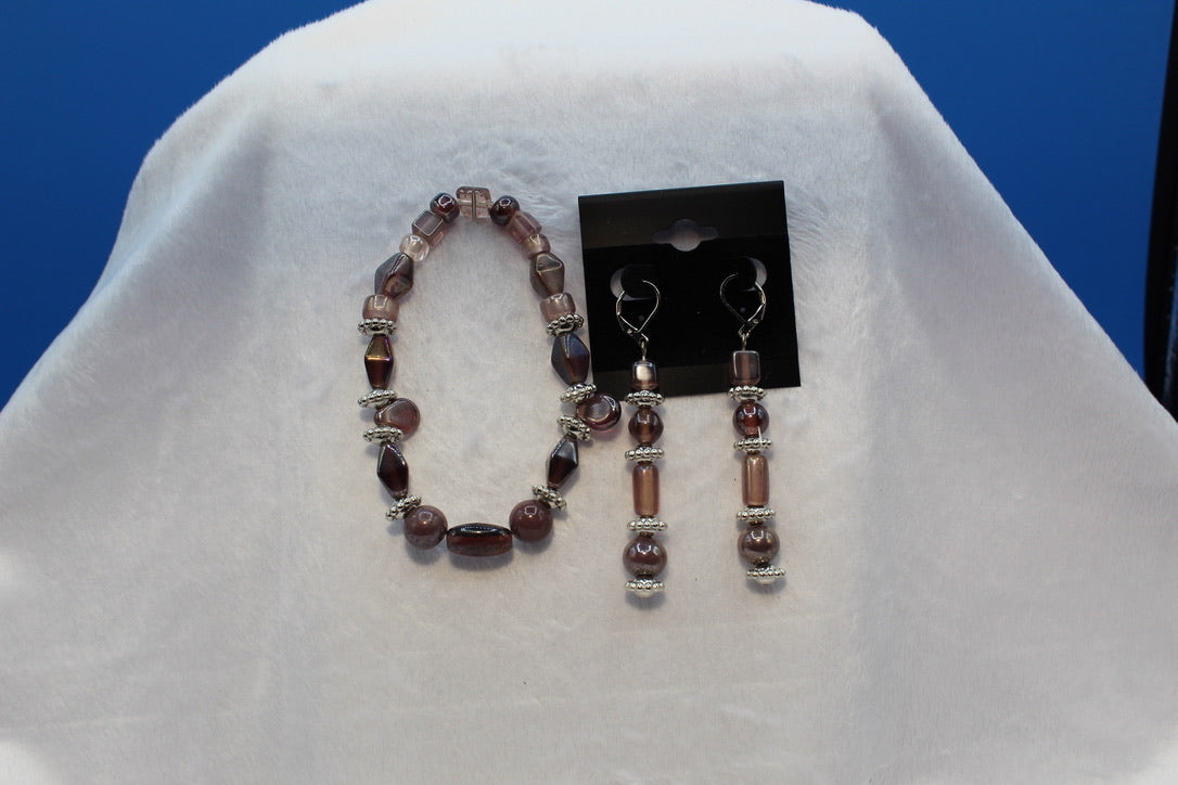 Earrings w/ Matching Bracelet - Purple - Touched By Christ