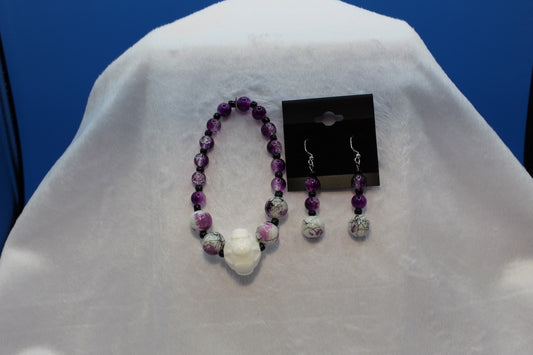 Earrings w/ Matching Bracelet - Purple