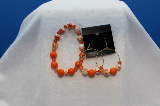 Earrings w/ Matching Bracelet - Orange