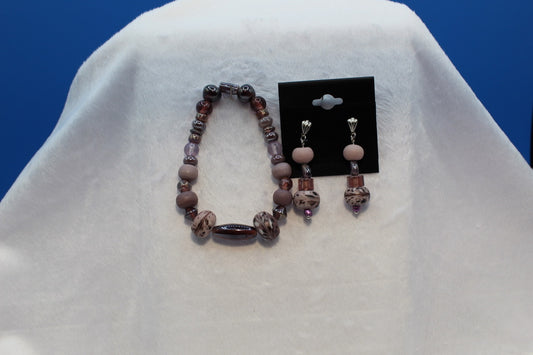 Earrings w/ Matching Bracelet - Purple